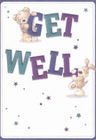 Brimming with joyful encouragement, this get well card channels the charm and vibrancy of St James's. Two irresistibly cute characters-a huggable teddy bear and an exuberant puppy-cling lovingly to each letter of the 'Get Well' message, rendered in bold indigo and teal on a soft, inviting cream backdrop. Sparks of blue and purple stars float through the composition, casting a gentle glow that feels as uplifting as the sun streaming over St James's Square. The artist's exquisite attention to the bear's cuddly coat and the puppy's velvet-soft ears creates a sensation so inviting, one can almost sense the reassurance of a heartfelt embrace. Reminiscent of the care found in a bespoke bouquet from a St James's florist, this illustration is more than a card-it's a symbol of sincere, neighbourly support, intended to warm spirits, inspire hope, and bring comfort to those facing recovery in the heart of the city.